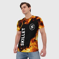 Футболка мужская Skillet и пылающий огонь, цвет: 3D-принт — фото 2