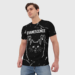 Футболка мужская Группа Evanescence и рок кот, цвет: 3D-принт — фото 2