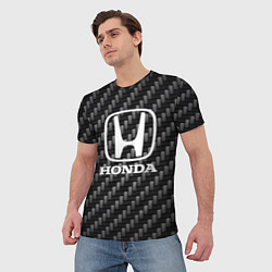 Футболка мужская Honda абстракция карбон, цвет: 3D-принт — фото 2