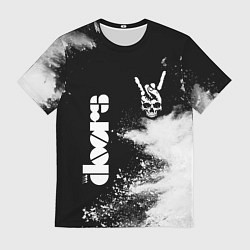 Футболка мужская The Doors и рок символ на темном фоне, цвет: 3D-принт