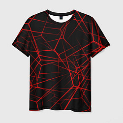 Футболка мужская Красные линии на черном фоне, цвет: 3D-принт