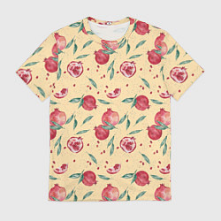Футболка мужская Узор с акварельными гранатами, цвет: 3D-принт