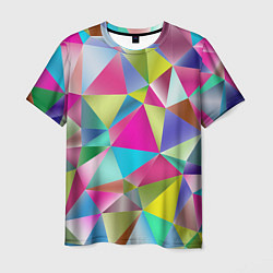 Футболка мужская Радужные трехмерные треугольники, цвет: 3D-принт