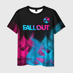 Футболка мужская Fallout - neon gradient: символ сверху, цвет: 3D-принт