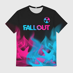 Футболка мужская Fallout - neon gradient: символ сверху, цвет: 3D-принт