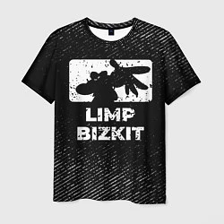 Футболка мужская Limp Bizkit с потертостями на темном фоне, цвет: 3D-принт