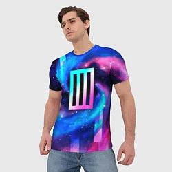 Футболка мужская Paramore неоновый космос, цвет: 3D-принт — фото 2