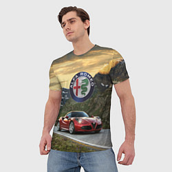 Футболка мужская Альфа - Ромео на горной дороге, цвет: 3D-принт — фото 2