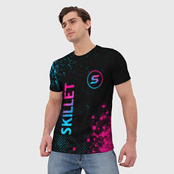 Футболка мужская Skillet - neon gradient: надпись, символ, цвет: 3D-принт — фото 2