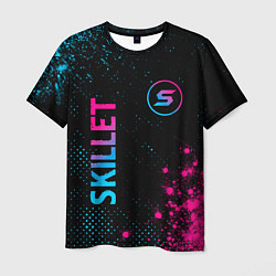 Футболка мужская Skillet - neon gradient: надпись, символ, цвет: 3D-принт