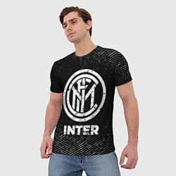 Футболка мужская Inter с потертостями на темном фоне, цвет: 3D-принт — фото 2