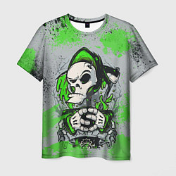 Футболка мужская Slipknot скелет green, цвет: 3D-принт