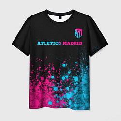 Футболка мужская Atletico Madrid - neon gradient: символ сверху, цвет: 3D-принт
