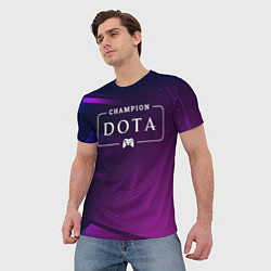 Футболка мужская Dota gaming champion: рамка с лого и джойстиком на, цвет: 3D-принт — фото 2