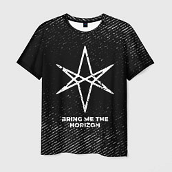 Футболка мужская Bring Me the Horizon с потертостями на темном фоне, цвет: 3D-принт