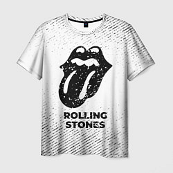 Футболка мужская Rolling Stones с потертостями на светлом фоне, цвет: 3D-принт