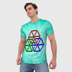Футболка мужская Невозможная геометрия - оптическая иллюзия, цвет: 3D-принт — фото 2