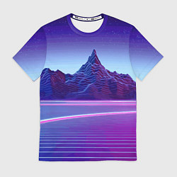 Футболка мужская Neon mountains - Vaporwave, цвет: 3D-принт