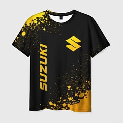 Футболка мужская Suzuki - gold gradient: надпись, символ, цвет: 3D-принт