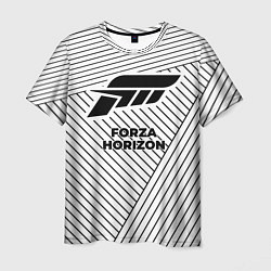 Футболка мужская Символ Forza Horizon на светлом фоне с полосами, цвет: 3D-принт