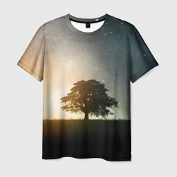 Футболка мужская Раскидистое дерево на фоне звёздного неба, цвет: 3D-принт