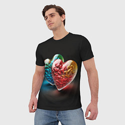 Футболка мужская Сердечки для влюблённых, цвет: 3D-принт — фото 2