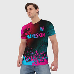 Футболка мужская Maneskin - neon gradient: символ сверху, цвет: 3D-принт — фото 2