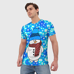 Футболка мужская Снеговик в шапке, цвет: 3D-принт — фото 2