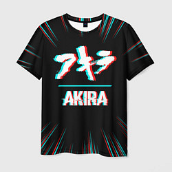 Футболка мужская Символ Akira в стиле glitch на темном фоне, цвет: 3D-принт