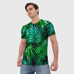 Футболка мужская Тропические растения - текстура, цвет: 3D-принт — фото 2