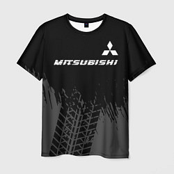 Футболка мужская Mitsubishi speed на темном фоне со следами шин: си, цвет: 3D-принт