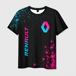Футболка мужская Renault - neon gradient: надпись, символ, цвет: 3D-принт