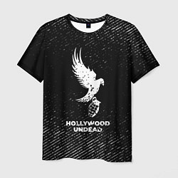 Футболка мужская Hollywood Undead с потертостями на темном фоне, цвет: 3D-принт