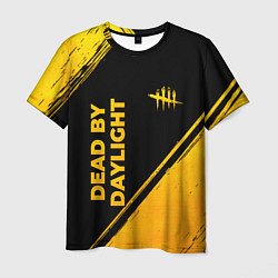 Футболка мужская Dead by Daylight - gold gradient: надпись, символ, цвет: 3D-принт