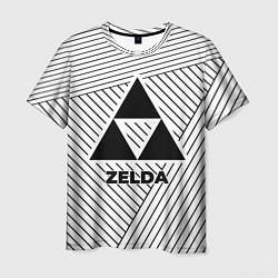 Футболка мужская Символ Zelda на светлом фоне с полосами, цвет: 3D-принт