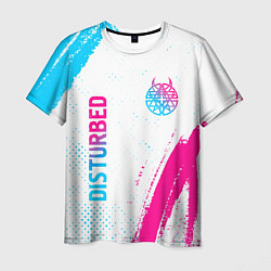 Футболка мужская Disturbed neon gradient style: надпись, символ, цвет: 3D-принт