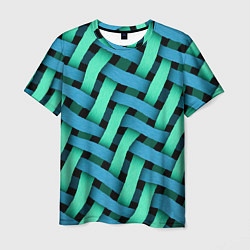 Футболка мужская Сине-зелёная плетёнка - оптическая иллюзия, цвет: 3D-принт