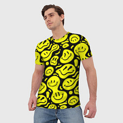 Футболка мужская Кислотный желтый смайлик, цвет: 3D-принт — фото 2
