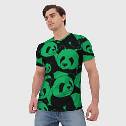 Футболка мужская Panda green pattern, цвет: 3D-принт — фото 2