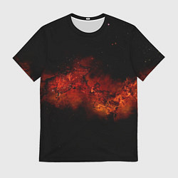 Футболка мужская Абстрактные взрывы в космосе и красные звёзды, цвет: 3D-принт