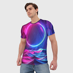 Футболка мужская Круг и разноцветные кристаллы - vaporwave, цвет: 3D-принт — фото 2
