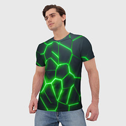 Футболка мужская Зелёные неоновые плиты, цвет: 3D-принт — фото 2