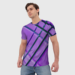 Футболка мужская Фиолетовый фон и тёмные линии, цвет: 3D-принт — фото 2