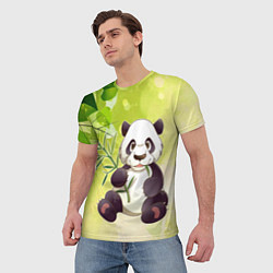 Футболка мужская Панда на фоне листьев, цвет: 3D-принт — фото 2