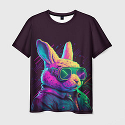 Футболка мужская Модный кролик в очках, цвет: 3D-принт