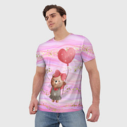 Футболка мужская Мишка с шариком Love, цвет: 3D-принт — фото 2