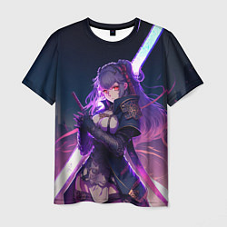 Футболка мужская Cyber girl in purple light, цвет: 3D-принт