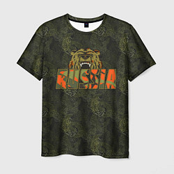 Футболка мужская Russia камуфляж, цвет: 3D-принт