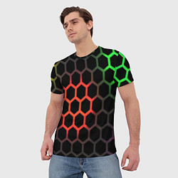 Футболка мужская Gradient hexagon genshin, цвет: 3D-принт — фото 2