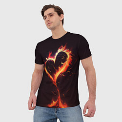 Футболка мужская Арт нейросети пламенное сердце, цвет: 3D-принт — фото 2